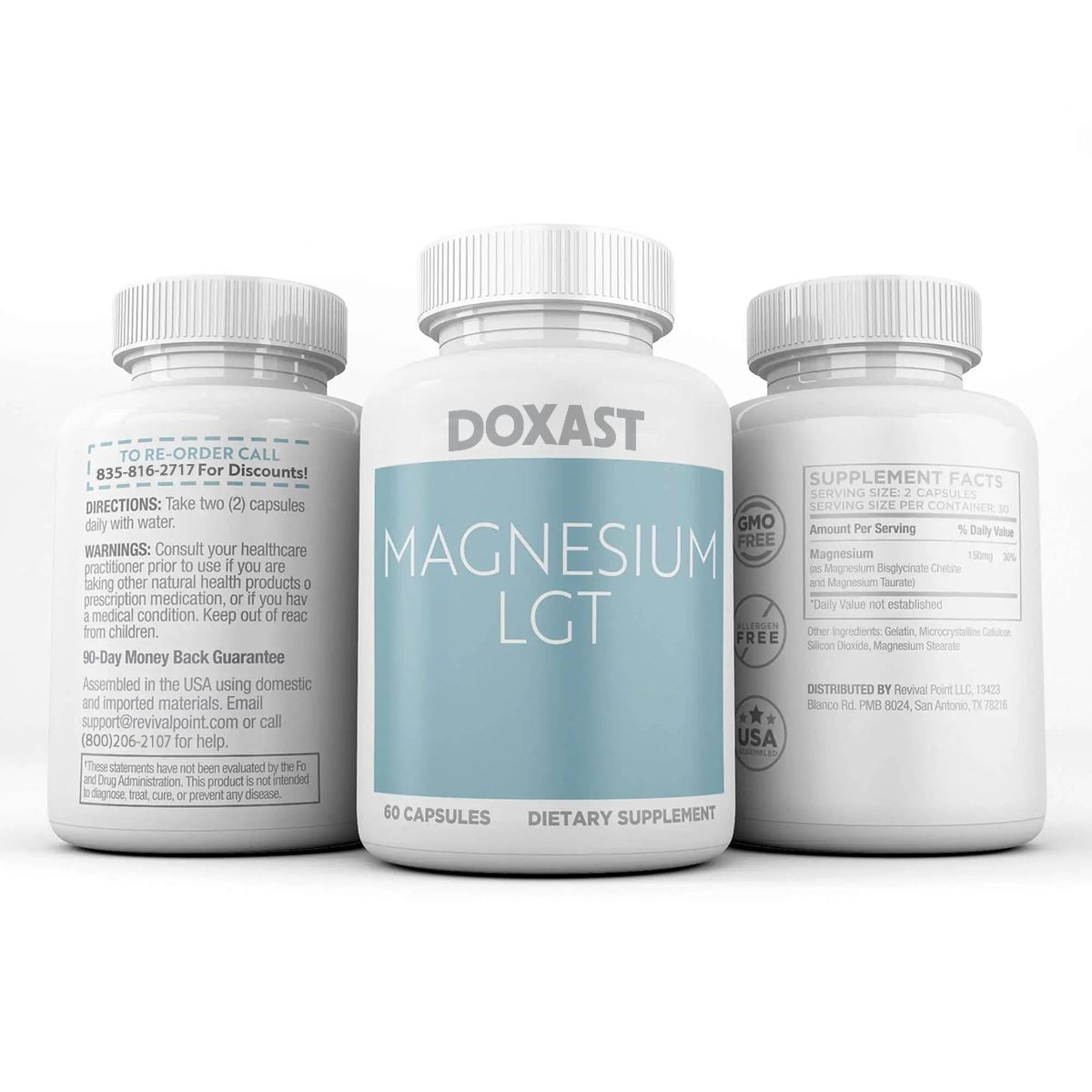Doxast Magnesium Lysinate Glycinate Chelate 150mg Elemental Magnesium Supplement)