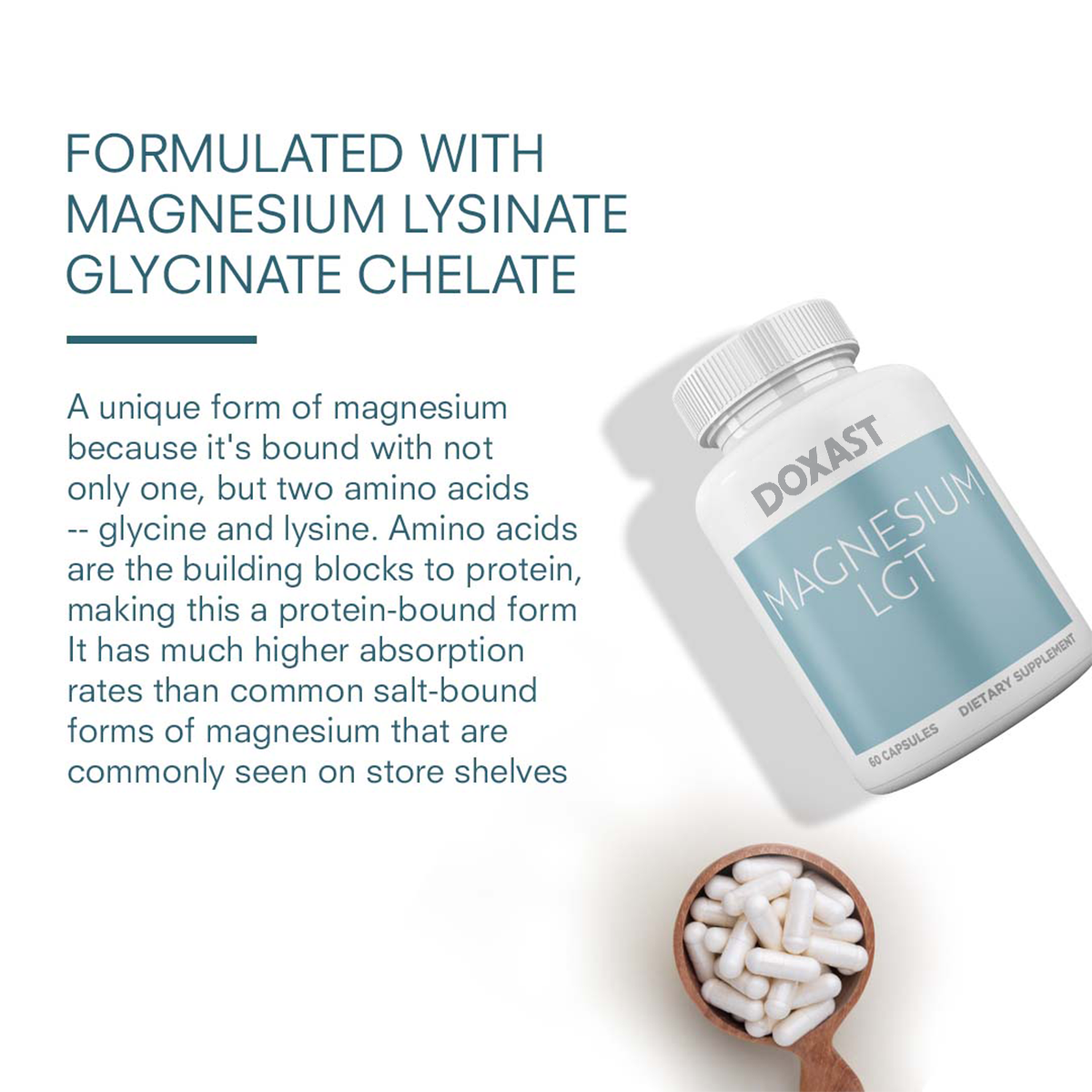 Doxast Magnesium Lysinate Glycinate Chelate 150mg Elemental Magnesium Supplement)