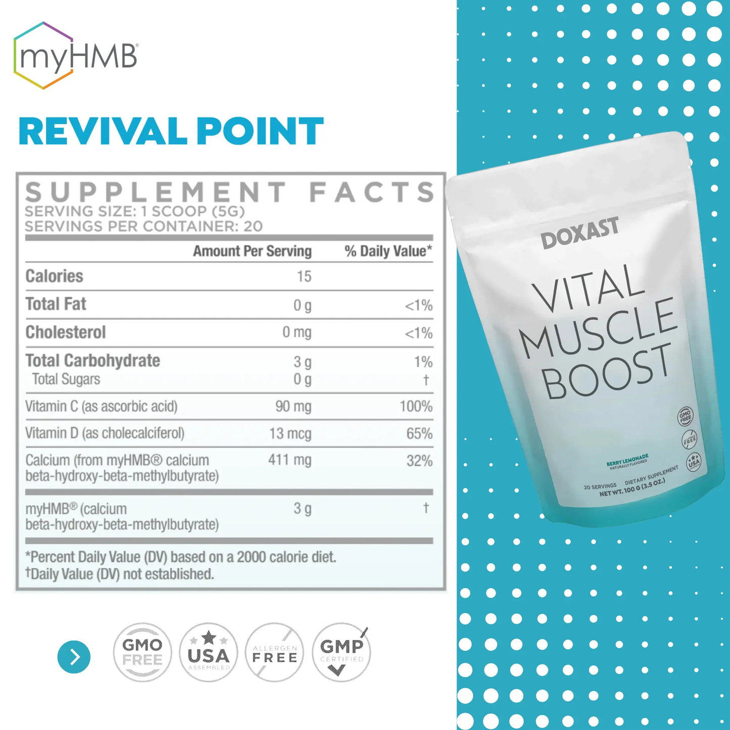 Doxast Vital Muscle Boost (HMB Supplement For Bone Density & Muscle Mass)